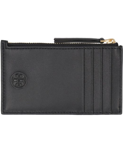 Tory Burch Gray Fleming Leather Card Holder