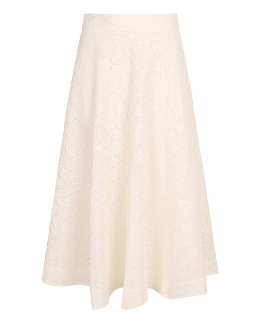 Zimmermann White Crush Midi Skirt