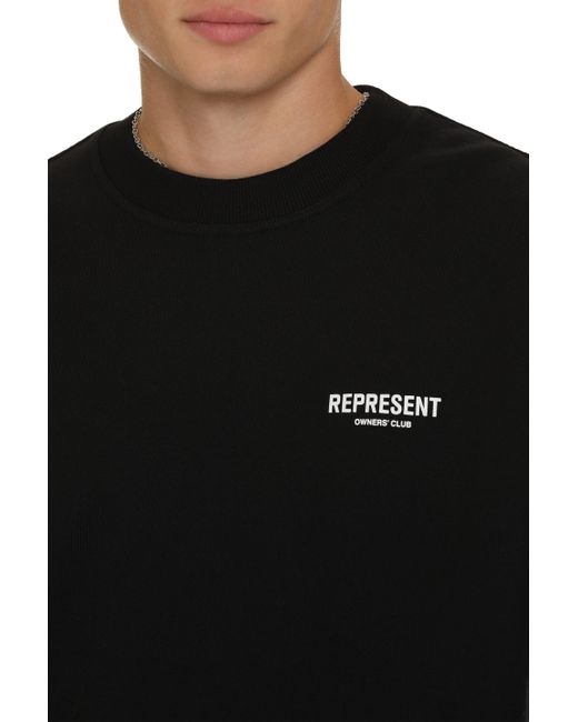 Represent Black Cotton Crew-Neck Sweatshirt for men