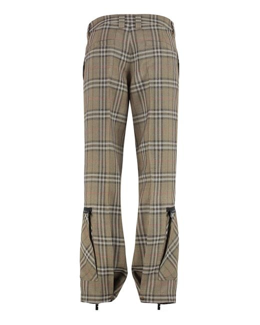 Burberry Gray Cargo Pants Check Pattern for men