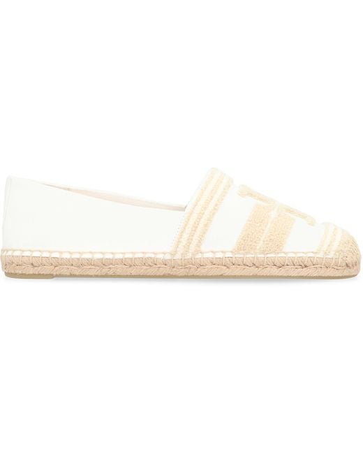 Tory Burch White Canvas Espadrilles With Logo