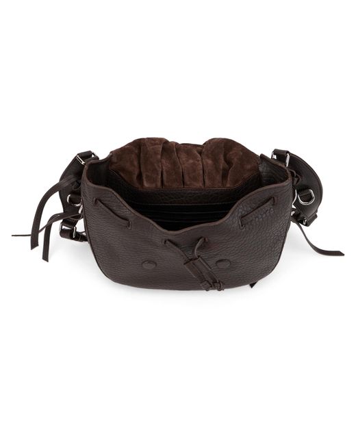 Isabel Marant Black Leather Shoulder Bag With Cord Closure And Long Handle 26 X 24 X 15 Cm