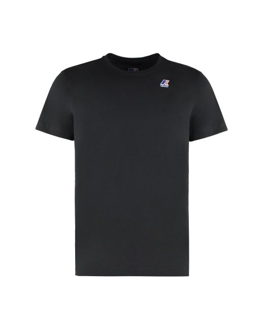 K-Way Black Le Vrai Edouard Cotton Crew-Neck T-Shirt for men