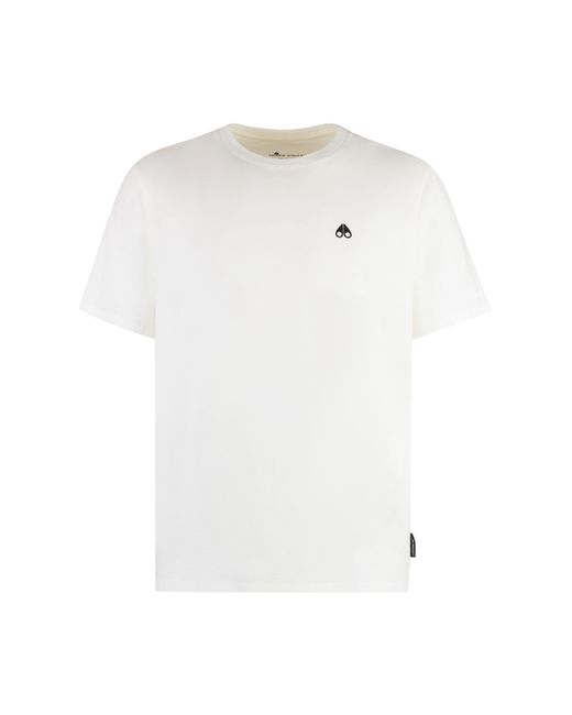 T-shirt girocollo in cotone di Moose Knuckles in White da Uomo