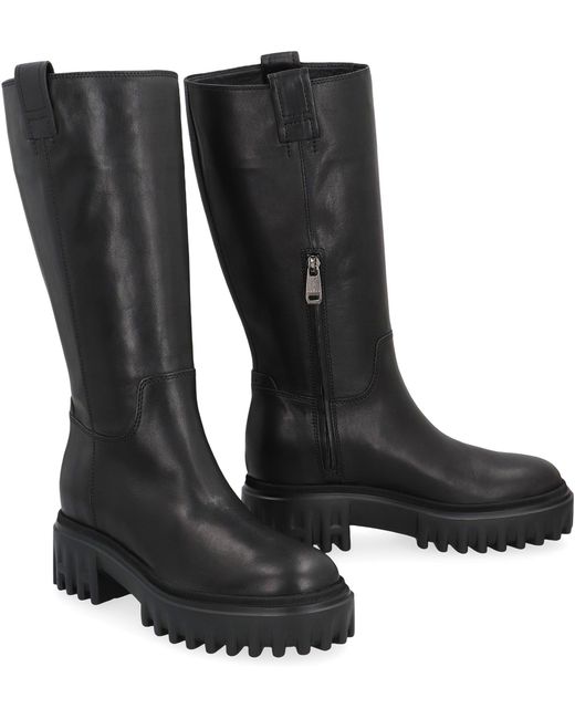 Hogan Black H700 Leather Boots
