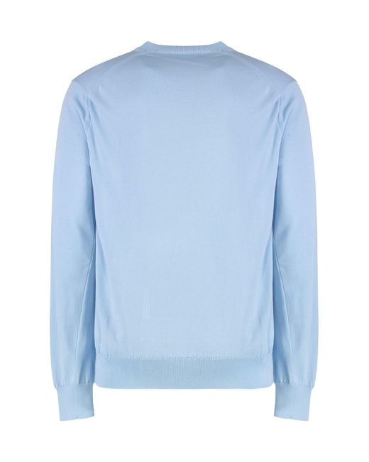 Comme des Garçons Blue Cotton Blend Crew-Neck Sweater for men