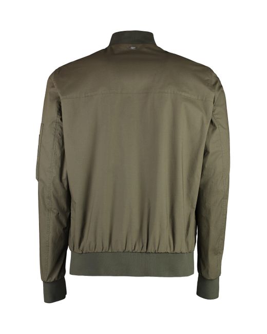Herno Green Cotton Bomber Jacket for men