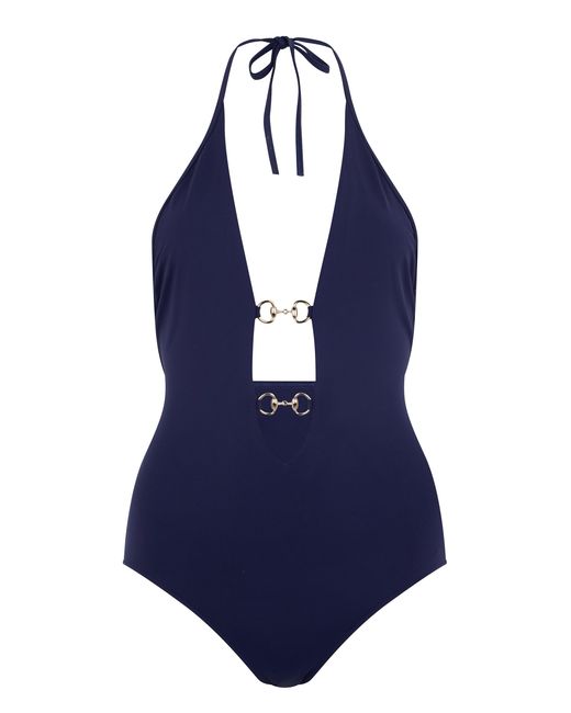 Gucci Blue Elegant One-Piece Swimsuit With Ties