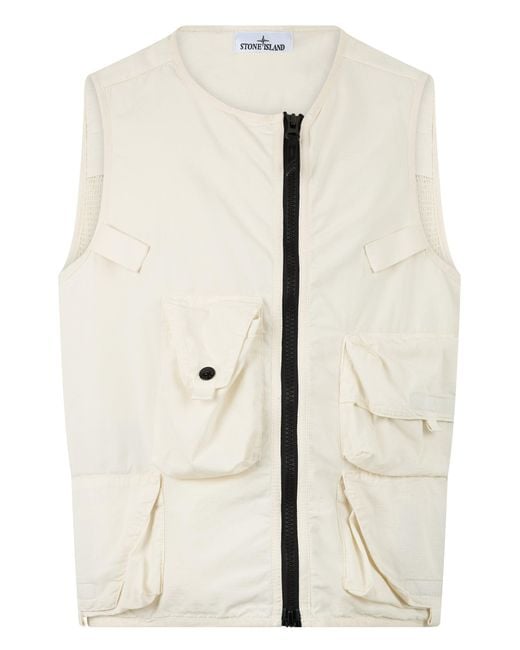 Stone Island Natural Sleeveless Jacket With Zipper for men