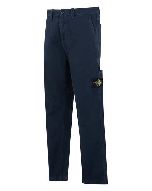 Stone Island Blue Straight Cotton Pants for men