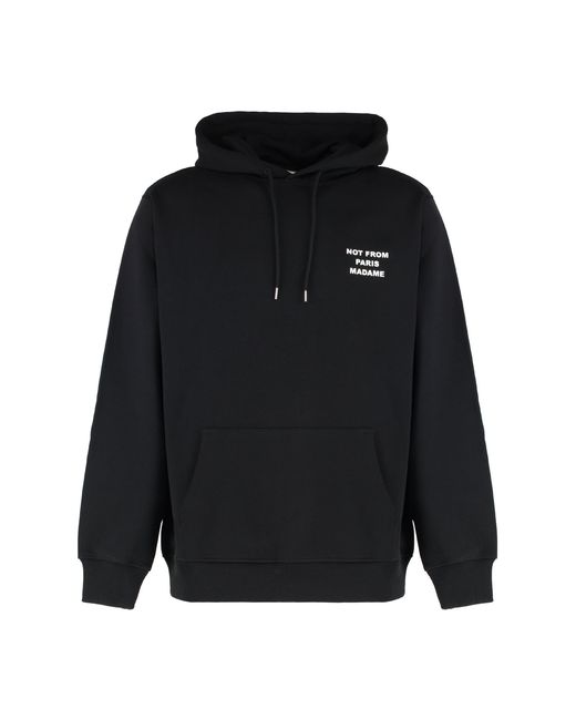 Drole de Monsieur Black Slogan Cotton Hoodie for men