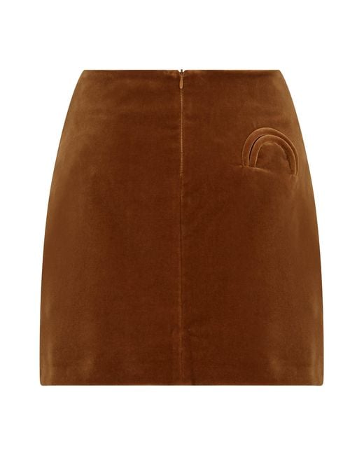 Blazé Milano Brown High-Waisted Velvet Mini Skirt