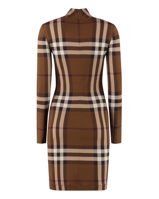 Burberry Brown Checked Jersey Mini Dress