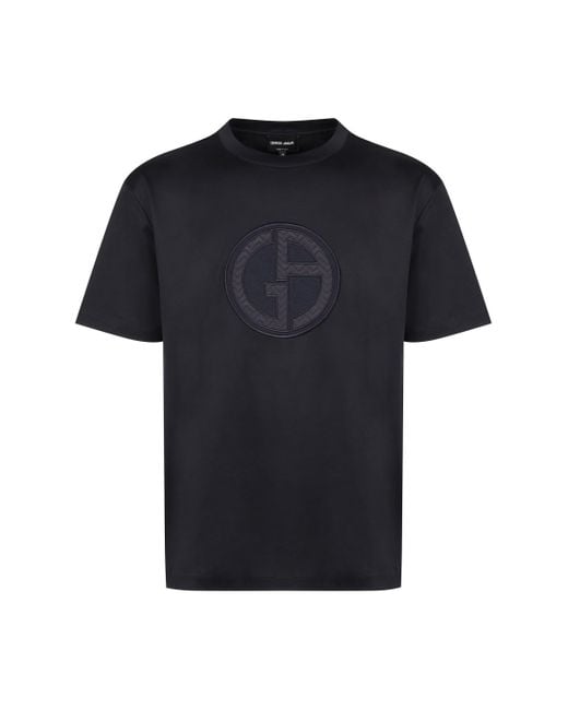 T-shirt in cotone con logo di Giorgio Armani in Black da Uomo