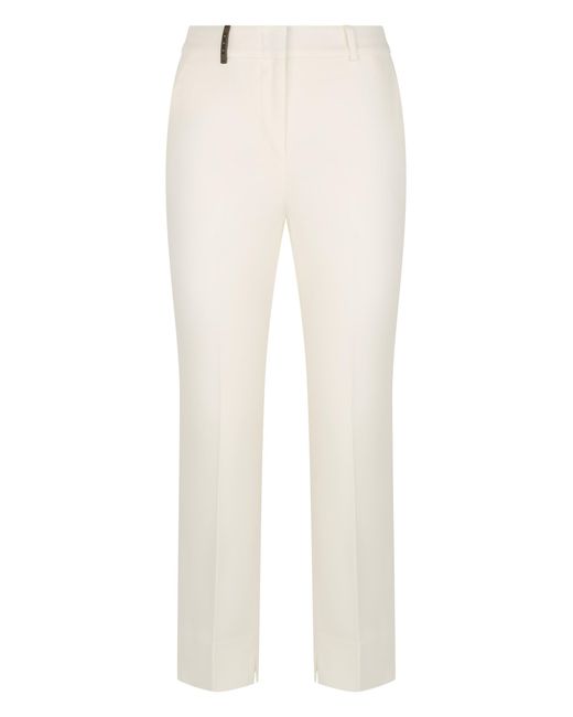 Peserico White Cotton Elasticized Pants