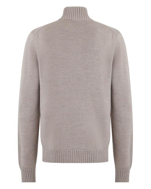 Slowear Gray Button-Front Wool Cardigan With High Collar for men