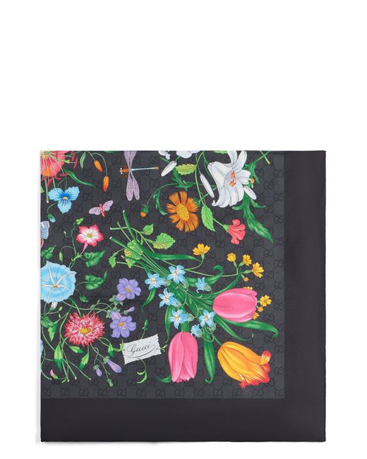 Gucci Black Silk Twill Square With Print