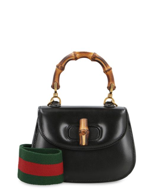 Gucci Black Bamboo Mini Leather Bag for men
