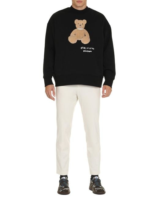 Palm Angels Black Cotton Crew-Neck Sweatshirt for men