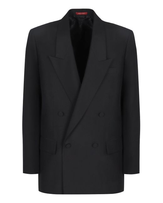 Gucci Black Double-breasted Jacket In Technical Panama for men