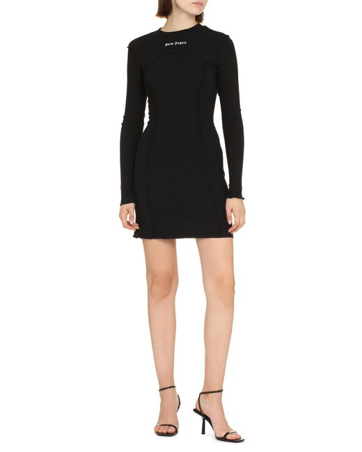Palm Angels Black Jersey Mini Dress