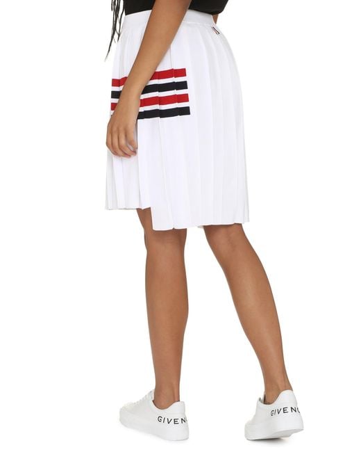 Thom Browne White Pleated Knit Skirt With Elastic Waistband