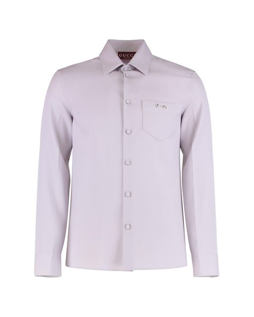 Gucci Purple Wool Gabardine Slim-Fit Shirt for men