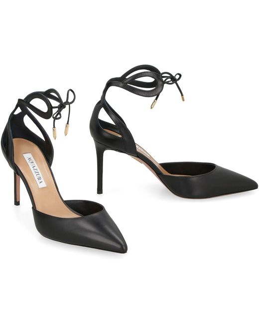 Aquazzura Black Supple Raffia Cut Out Pumps
