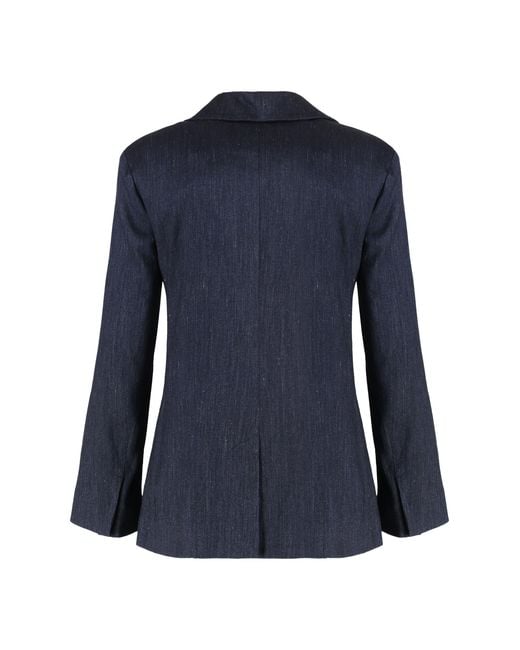 Max Mara Blue Derna Linen Blazer