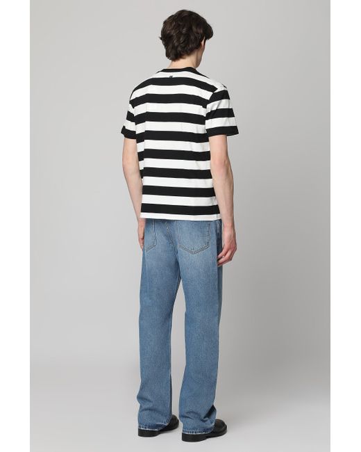 AMI Black Striped Cotton T-shirt for men