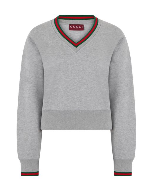 Gucci Gray Jersey Cotton Sweatshirt With Web