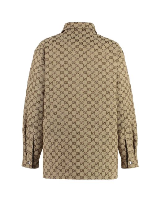 Giacca in cotone modello camicia di Gucci in Brown