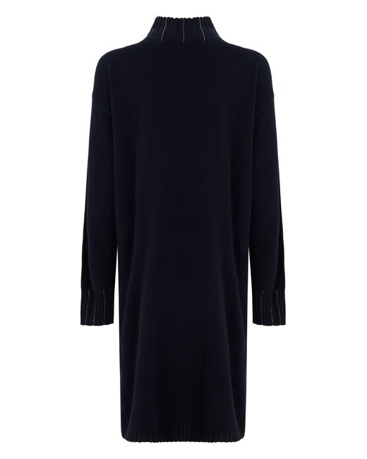 Fabiana Filippi Blue Short Dress With High Collar