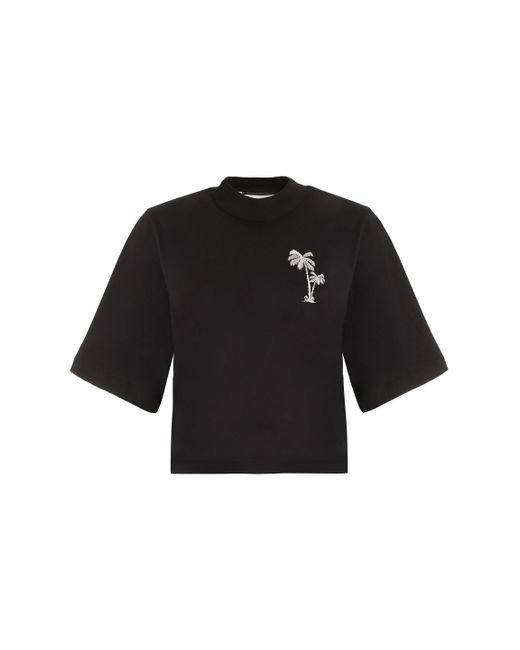 Palm Angels Black Cotton Crew-Neck T-Shirt