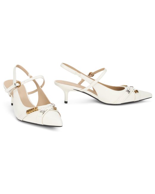 Pinko White Leather Slingback Sandal