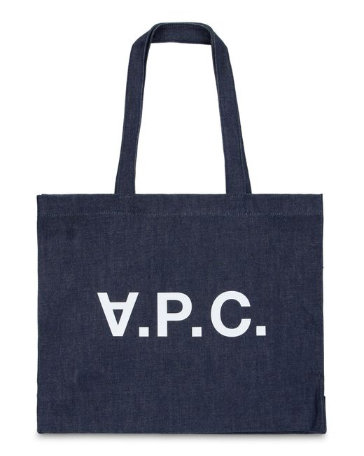 Borsa tote con logo di A.P.C. in Blue