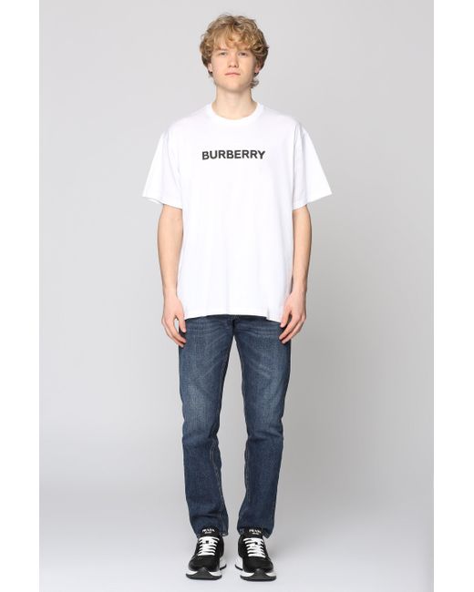 Burberry White Cotton Crew-Neck T-Shirt for men