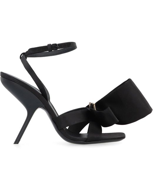 Ferragamo Black Helena Bow Satin Stiletto Sandals