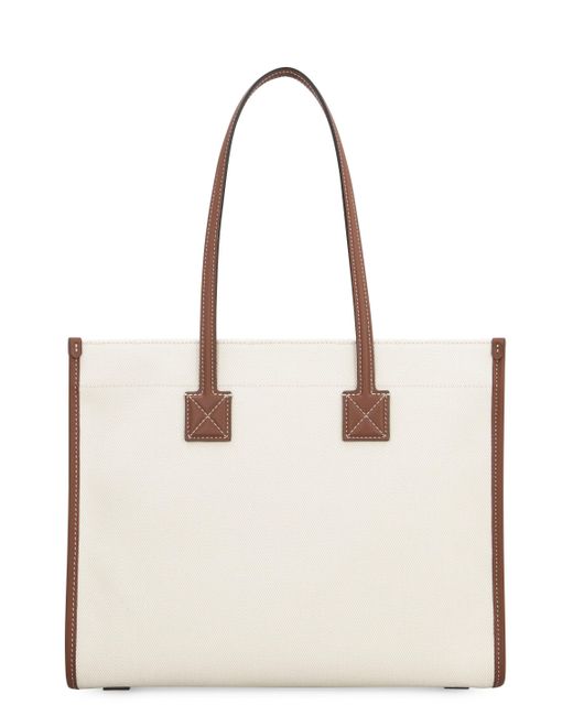 Burberry White Freya Medium Two-tone Canvas And Leather Tote