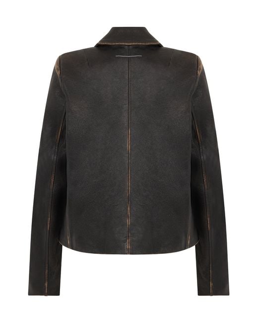 MM6 by Maison Margiela Black Short Leather Jacket