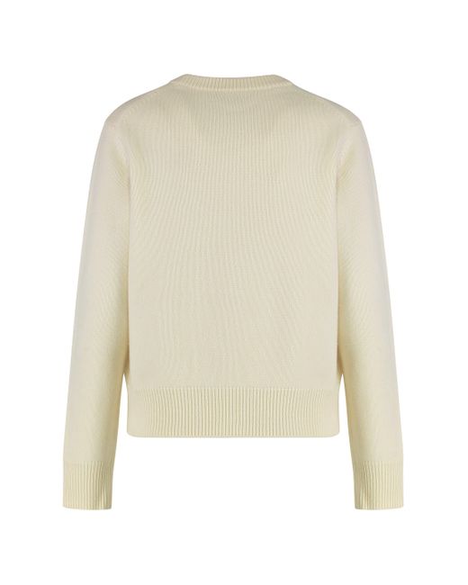 Maglione girocollo in lana di Maison Kitsuné in Natural