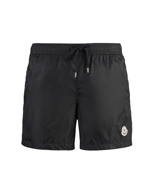 Moncler Black Nylon Swim Shorts for men