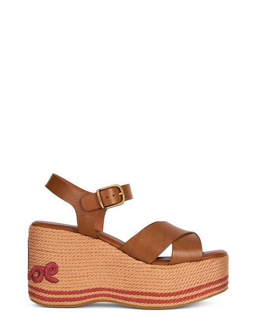 Chloé Brown Wedge Sandal