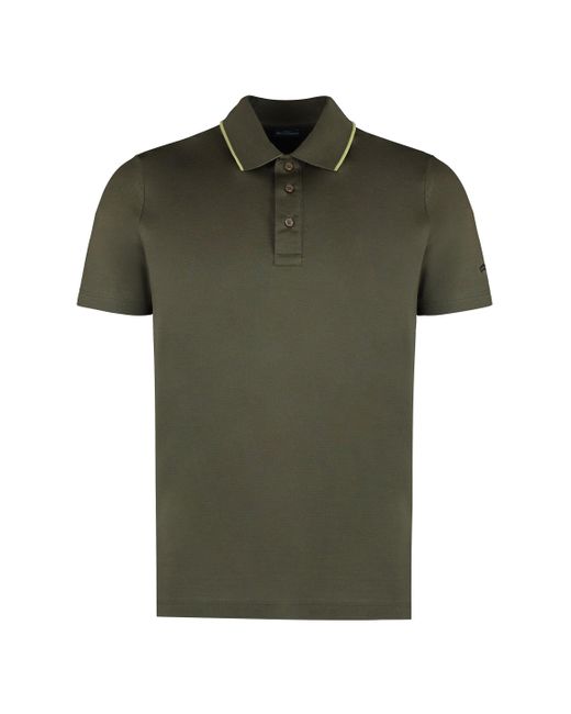 Paul & Shark Green Short Sleeve Cotton Polo Shirt for men