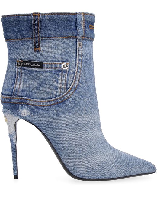 \u0026 Gabbana Denim Pointy-toe Ankle Boots 