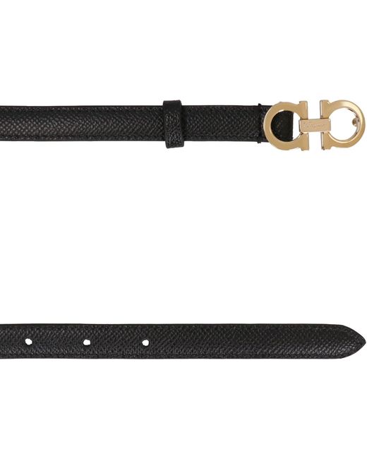 Ferragamo Black Gancini Leather Belt