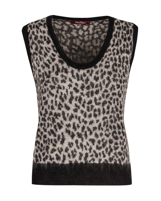 Max Mara Black Acume Jacquard Knit Cardigan