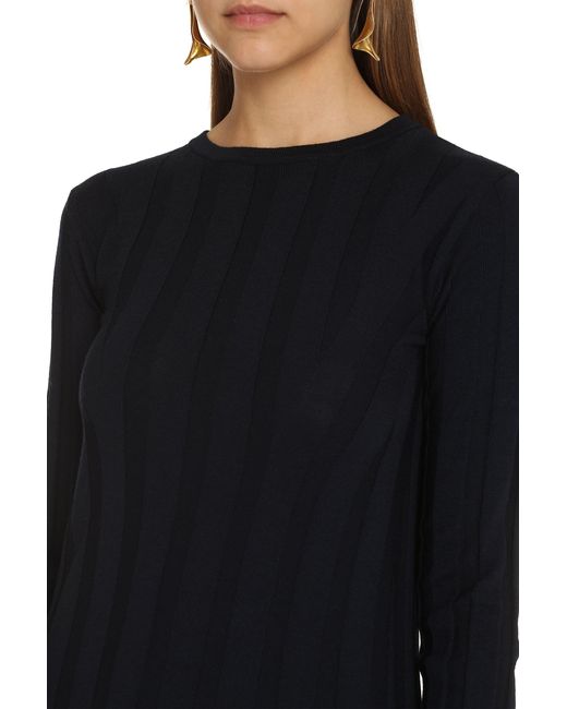 Max Mara Blue Leccio Virgin Wool Dress