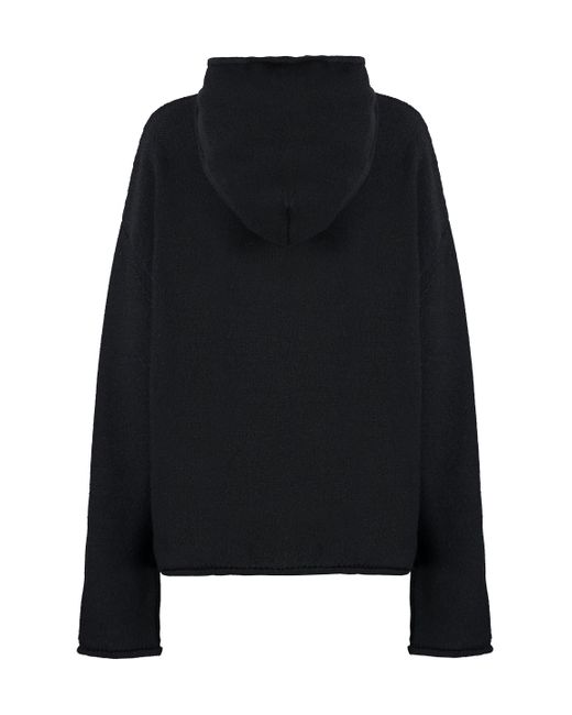 MM6 by Maison Margiela Black Number-Motif Knitted Hoodie