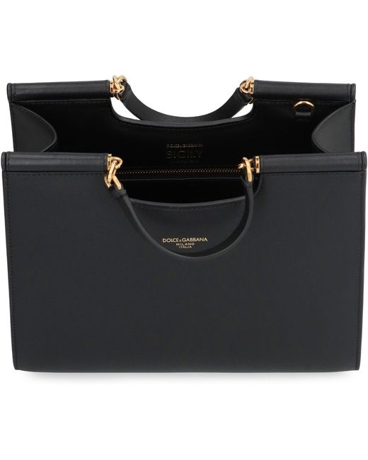 Dolce & Gabbana Black Dolce & Gabbana Small Sicily Tote Bag